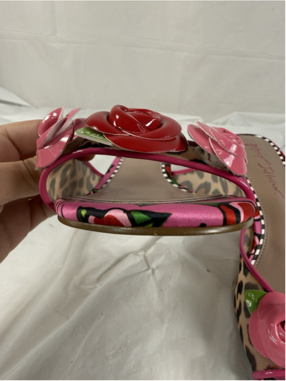 Betsey Johnson Lambert Rose Embellished Kitten Heel Dress Sandals 9.5 M - Picture 13 of 16